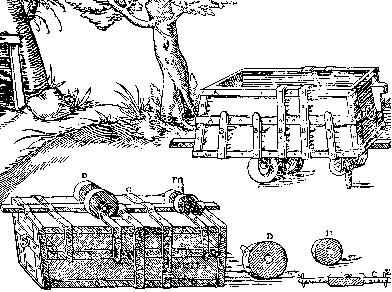 Agricola 1556, p. 156:  Ore trucks are reinforced with iron for heavy loads.